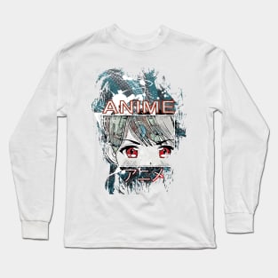 Colorful manga-style Japanese anime design Long Sleeve T-Shirt